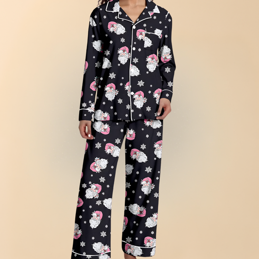 Damen Winter Pyjama Set Weihnachten Langarm Schlafanzug