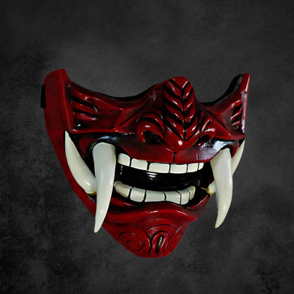 Demi-masque Oni japonais en latex style samouraï