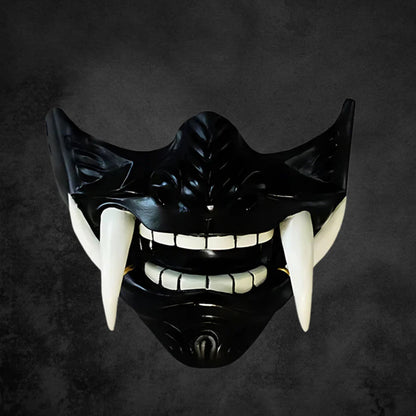 Demi-masque Oni japonais en latex style samouraï