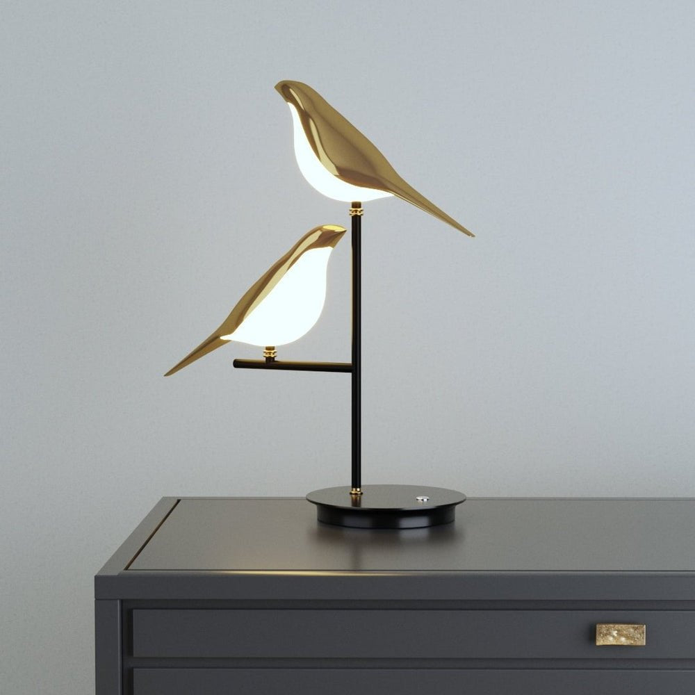 LED Tischlampe Gold Vögel Modern Design