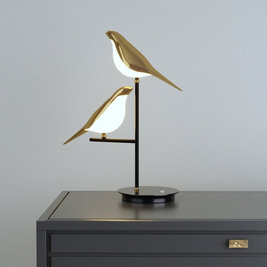 LED Tischlampe Gold Vögel Modern Design