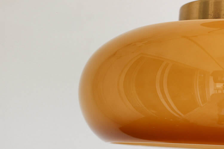 Vintage Brass Yellow Glass 1-Light Semi-Flush Mount Ceiling Light - Image 7