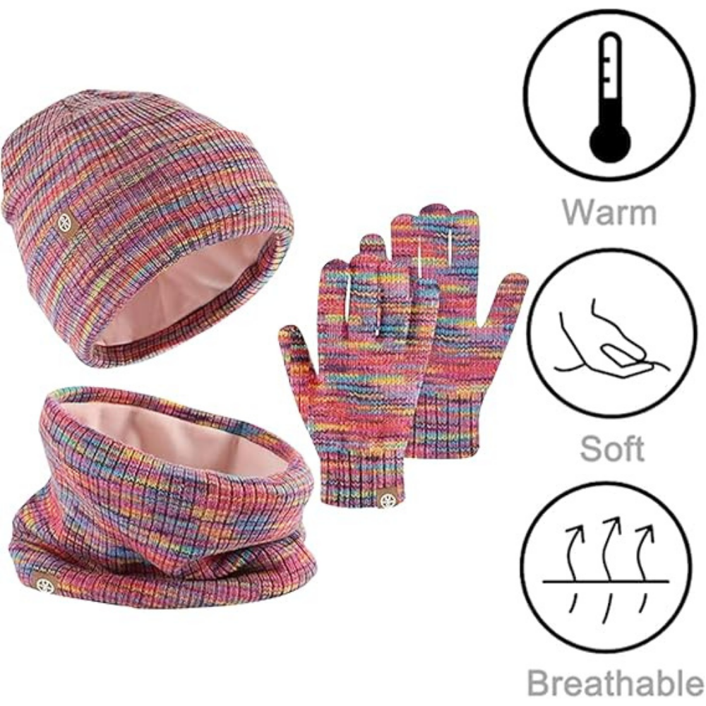 Set de Gorro de Invierno Bufanda y Guantes Accesorios Tejidos para Invierno
