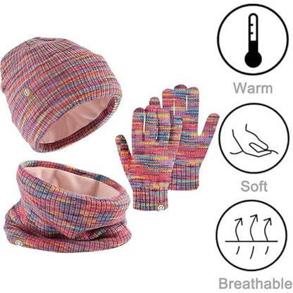 Set de Gorro de Invierno Bufanda y Guantes Accesorios Tejidos para Invierno