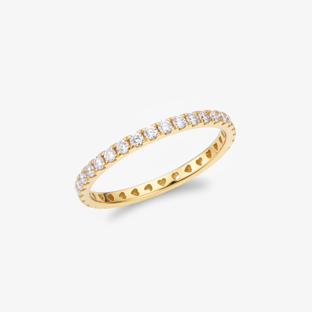 Anillo apilable Augusta Plata 925 con circonitas Baño de oro y rodio