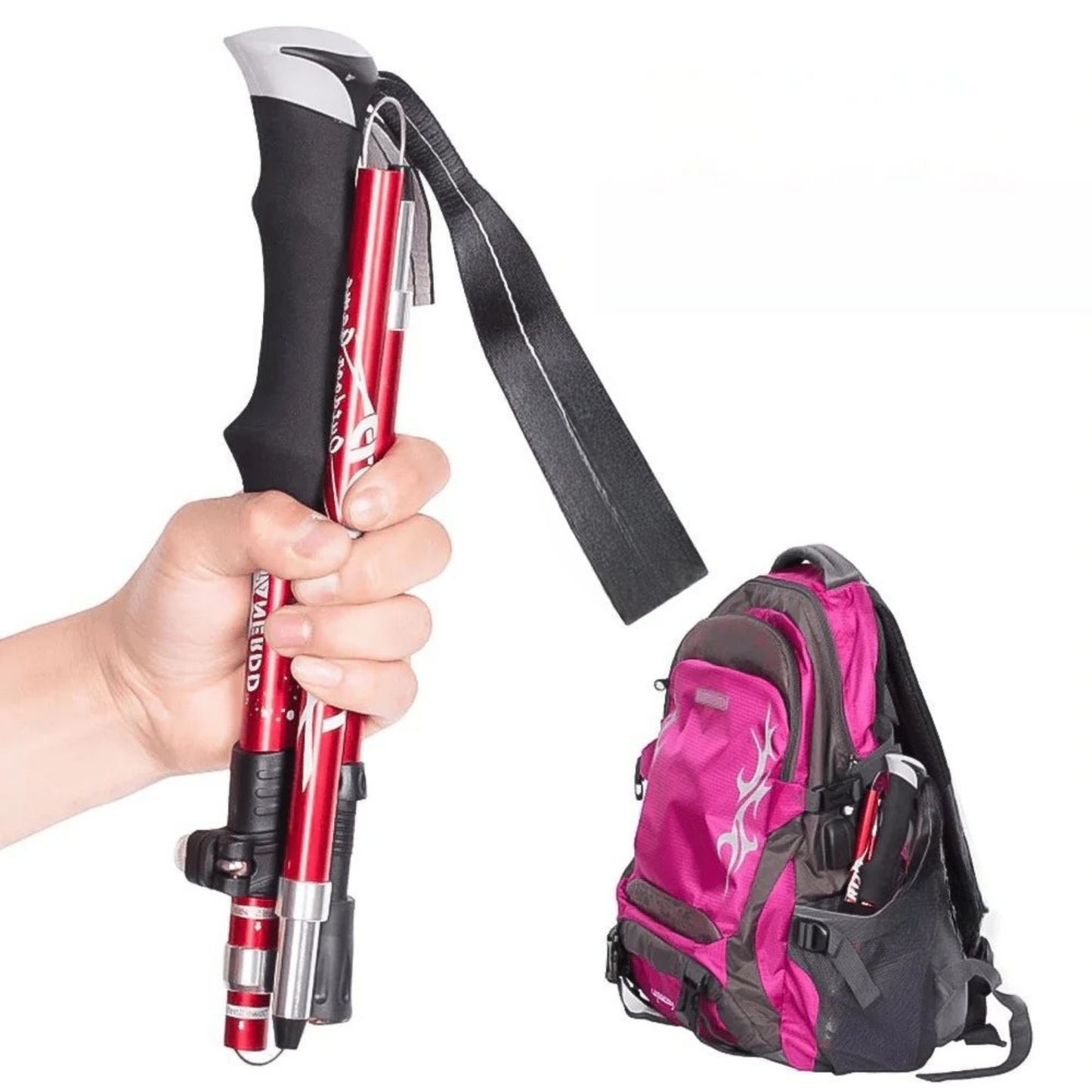 Folding trekking poles aluminum height adjustable lightweight