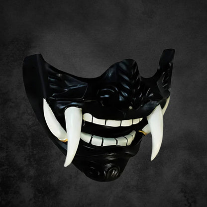 Demi-masque Oni japonais en latex style samouraï
