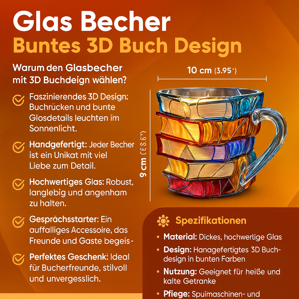 Resin-Becher Buntes 3D Buch Design