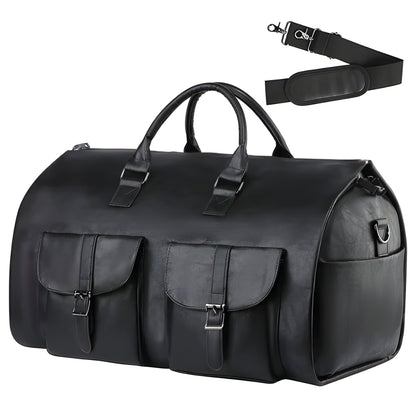 Leather travel bag weekender 3-in-1 with garment bag