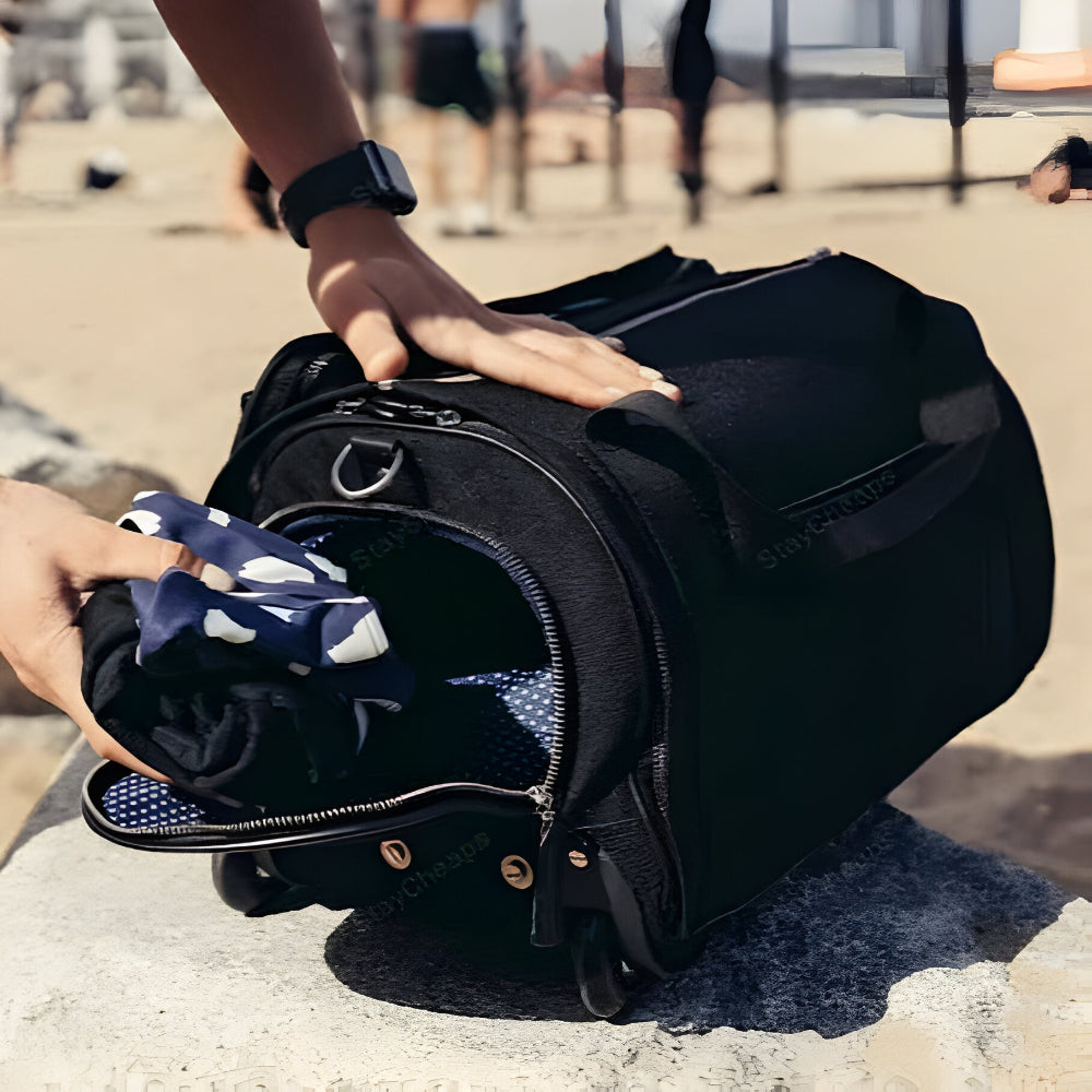 Leather travel bag weekender 3-in-1 with garment bag