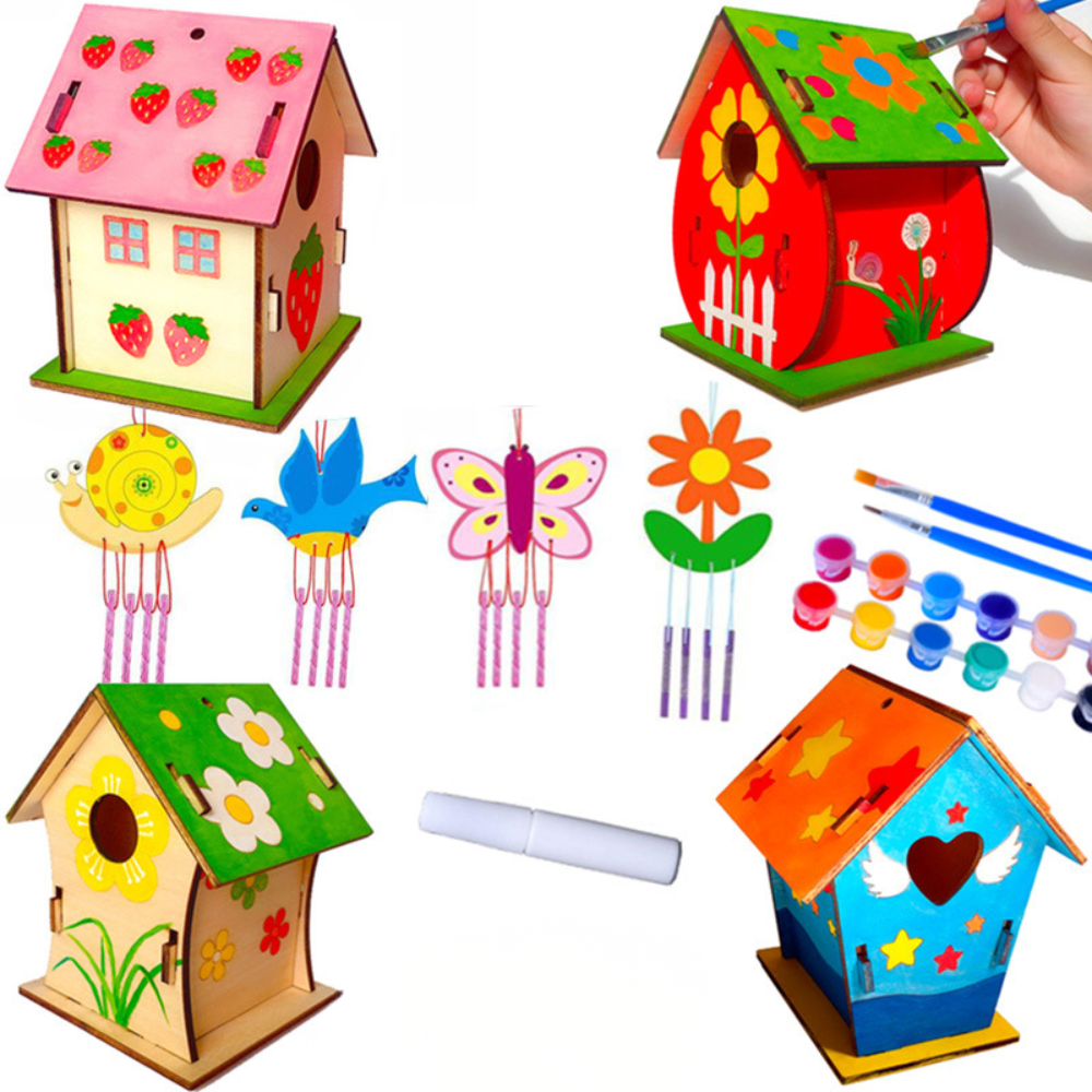 Vogelhaus Holz Bastelset Kinder DIY Malen