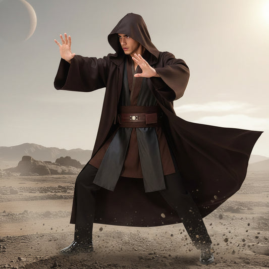 Costume Halloween Homme Tunique Robe à Capuche Ensemble Complet