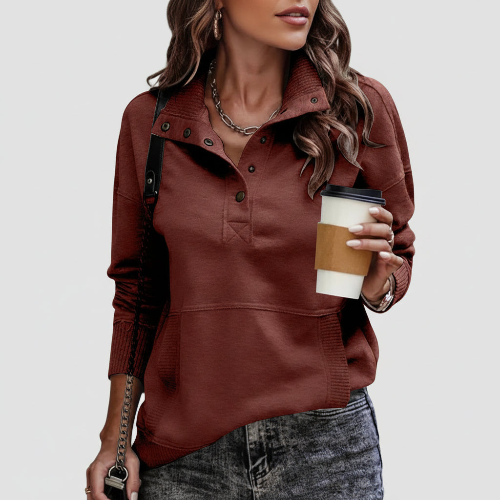 Maglione Donna Scollo a V Felpa Casual Quotidiano
