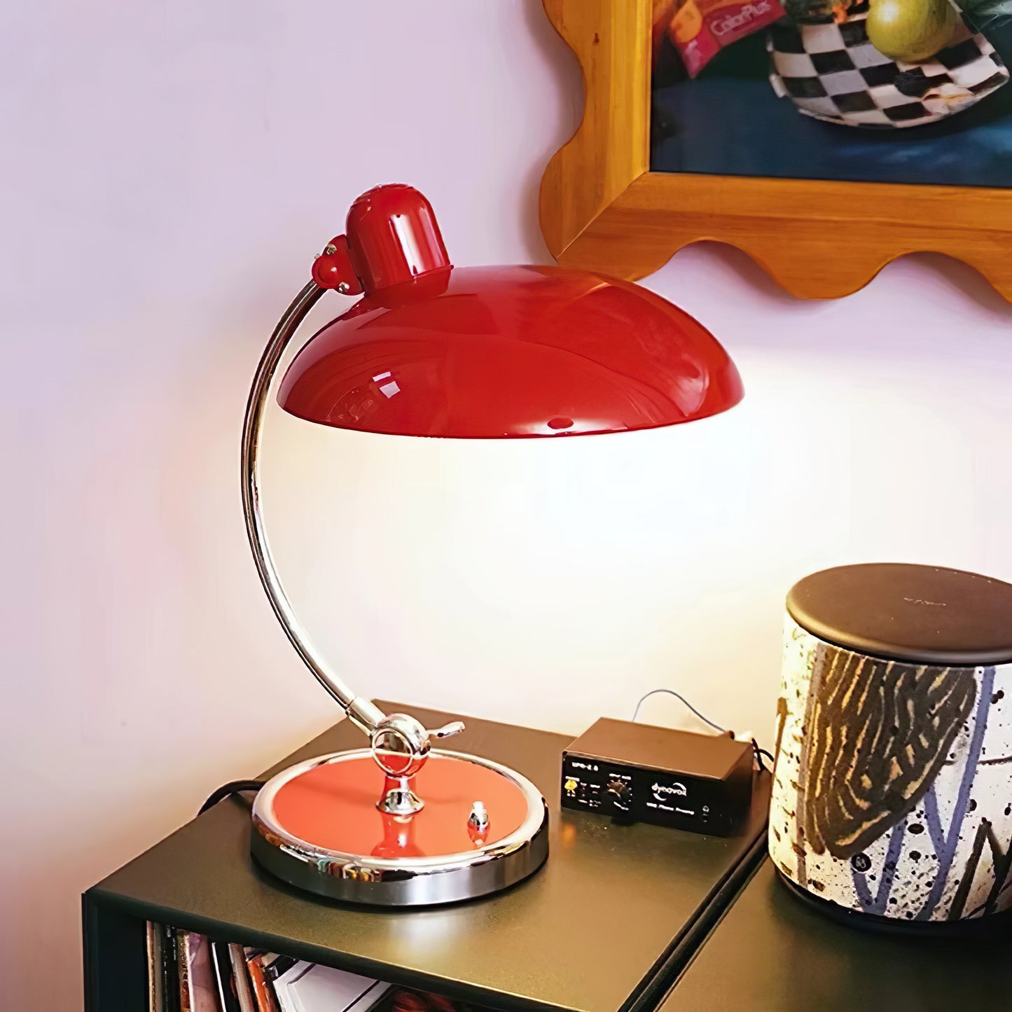 Tischlampe Bauhaus Stil Schwarz Metall Chrom