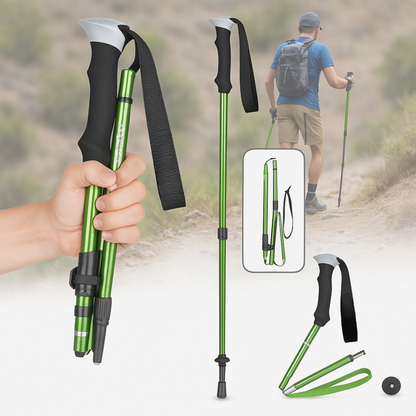 Folding trekking poles aluminum height adjustable lightweight
