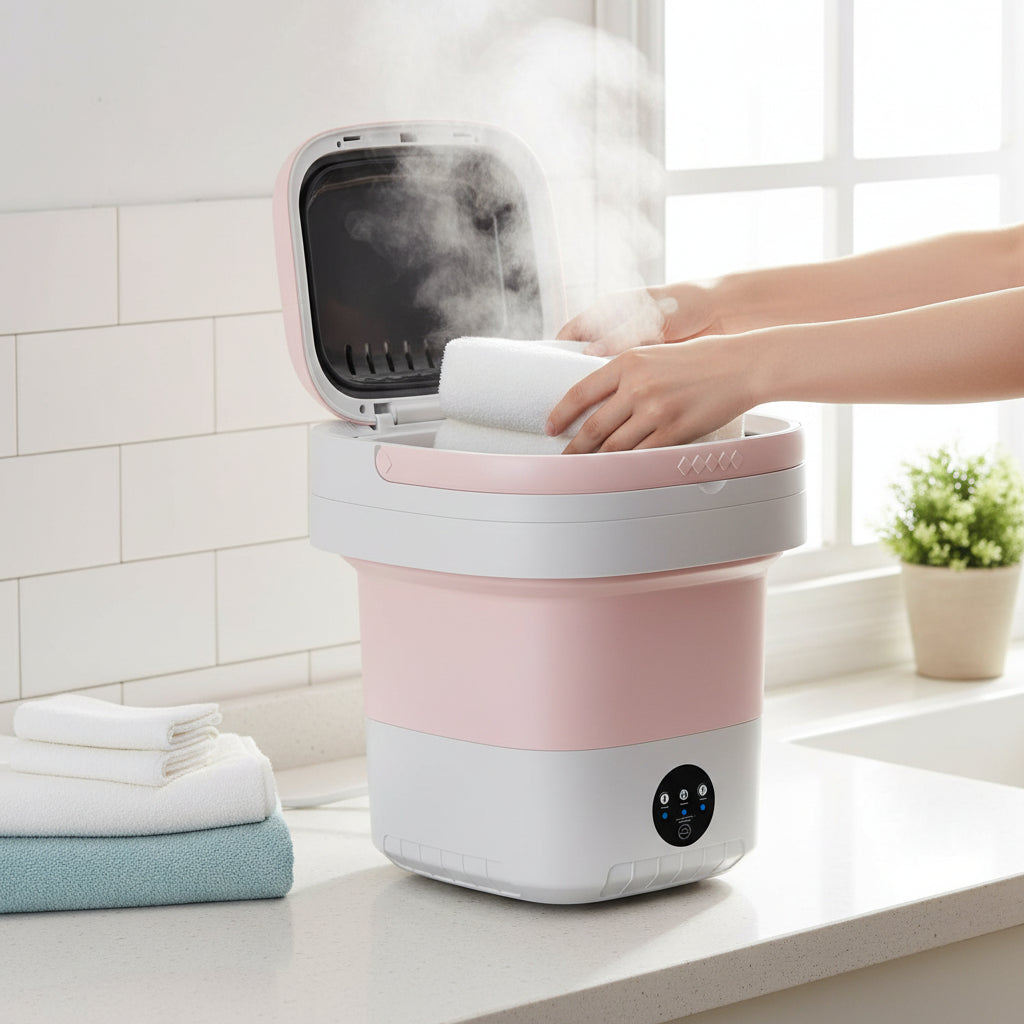 Mini lavatrice pieghevole compatta per piccoli carichi di biancheria