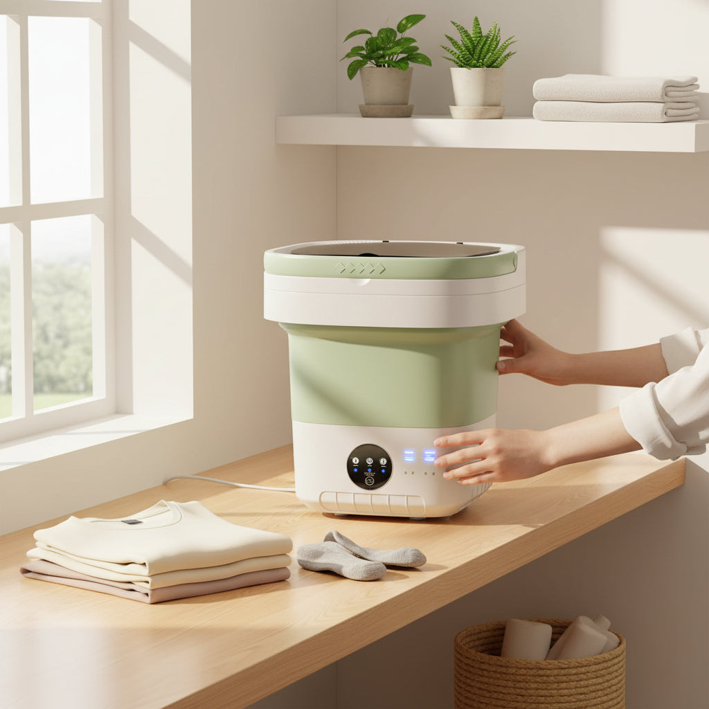 Mini lavatrice pieghevole compatta per piccoli carichi di biancheria