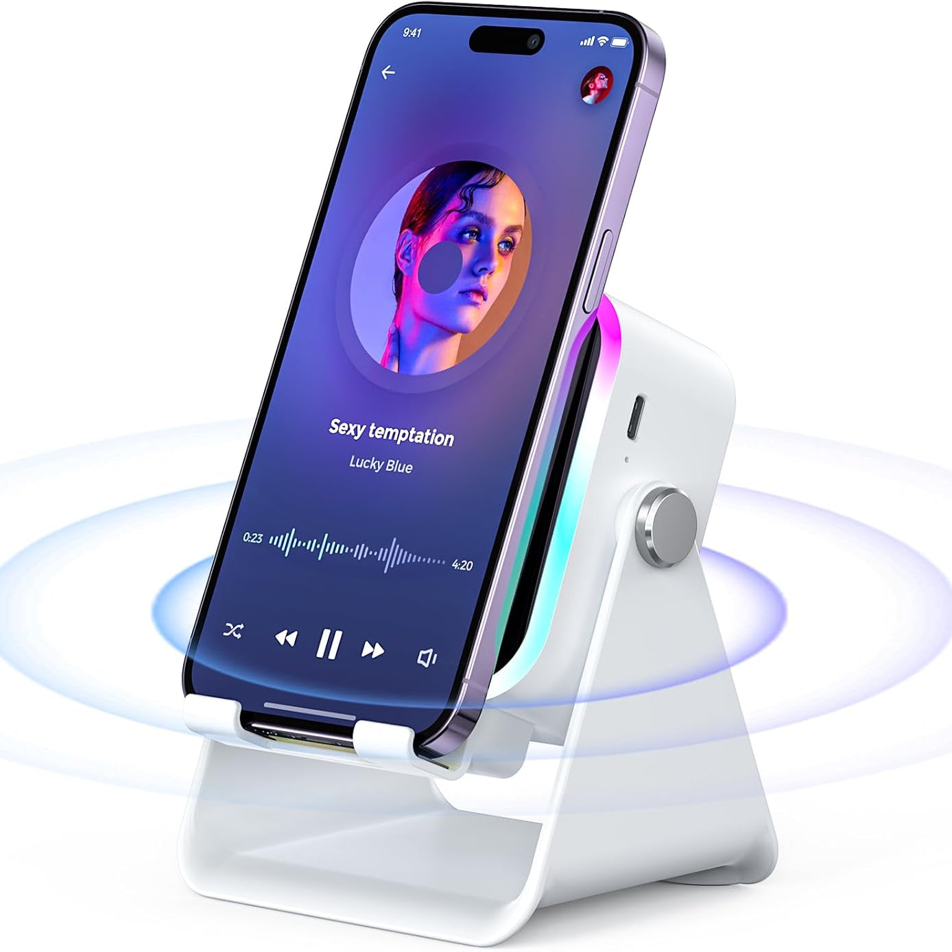 Bluetooth Speaker Induction Phone Holder LED Light
