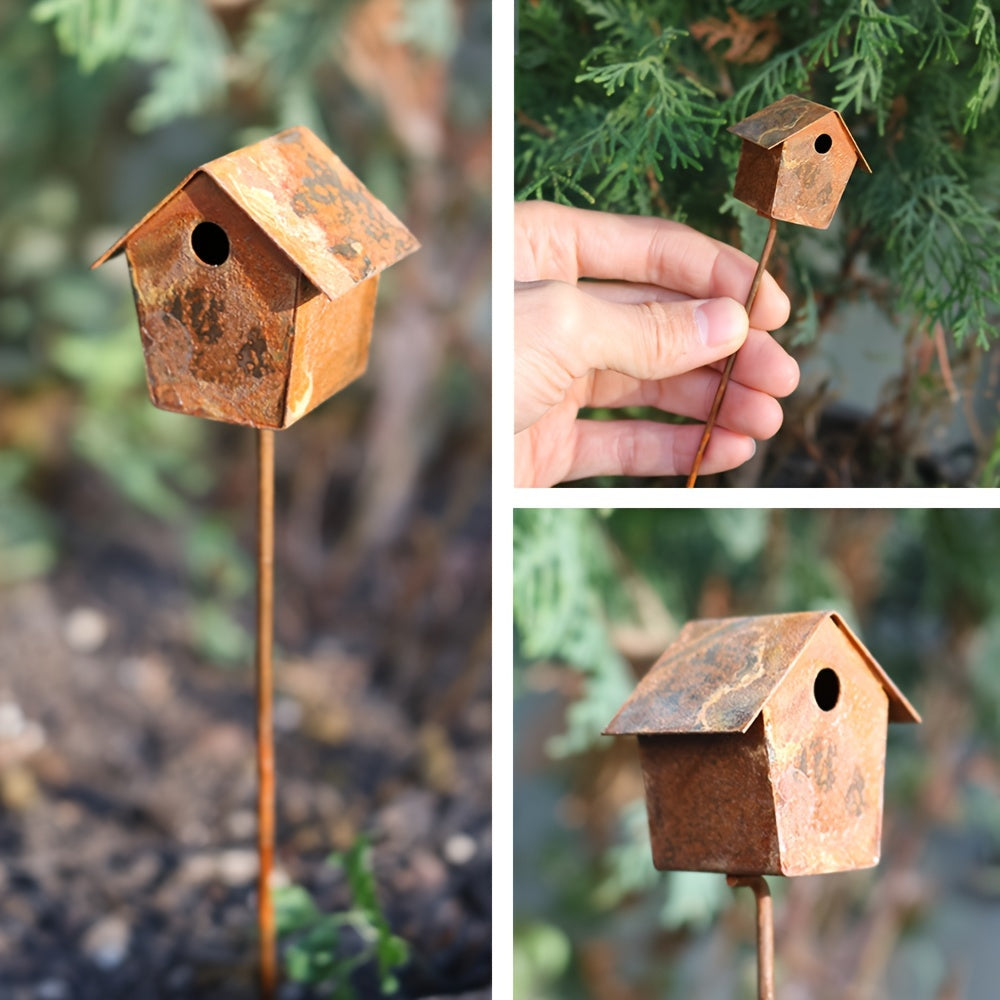Rustikales Eisen Vogelhaus Miniatur Gartendeko