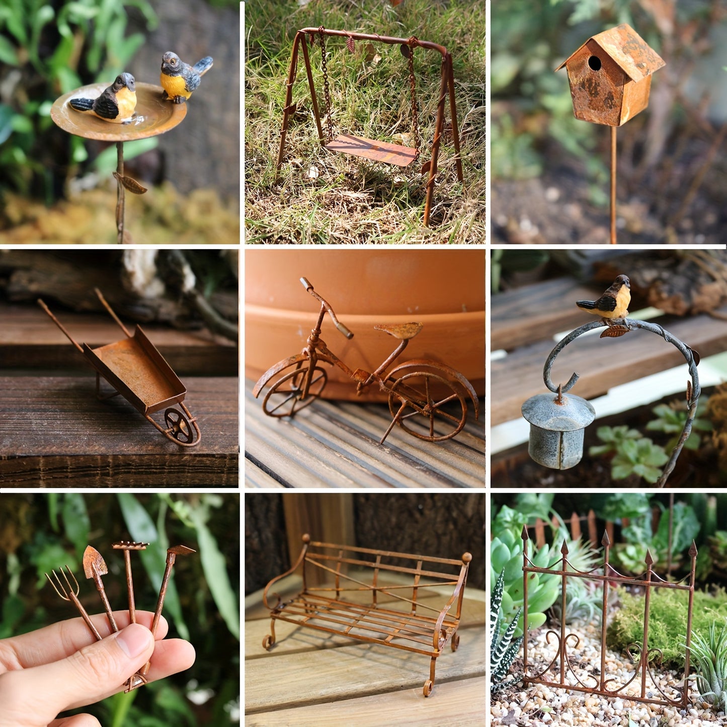 Rustikales Eisen Vogelhaus Miniatur Gartendeko