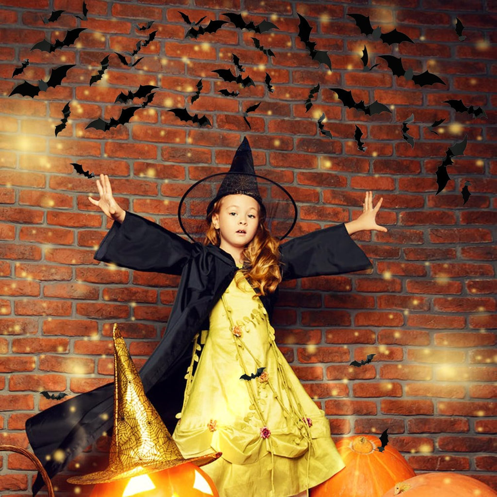 Décoration Halloween Autocollants Muraux Chauve-souris 3D en PVC Set