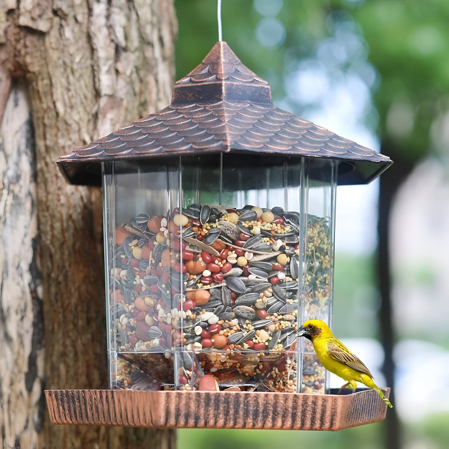 Vogelfutterhaus Kupferoptik Hängend Garten Deko