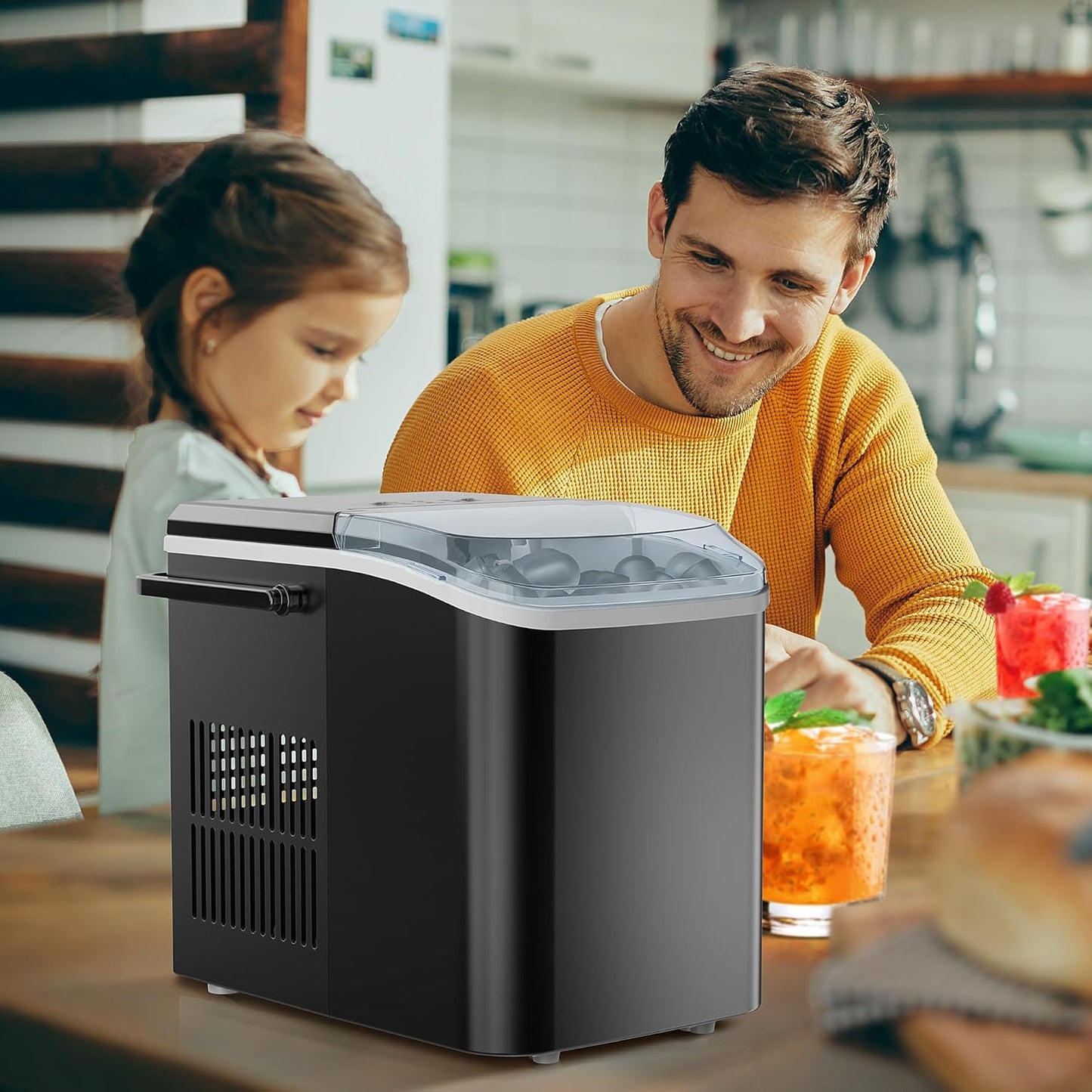 Eiswürfelmaschine Kompakt Schwarz für Küche & Büro