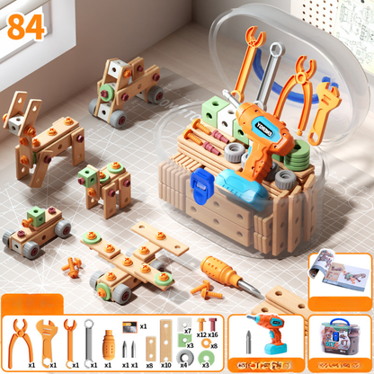 Kinder Werkzeugset Holz Baukasten Spielzeug