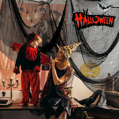 Decorazione di Halloween Tenda in Tessuto Elasticizzato con Ragnatela Spaventosa