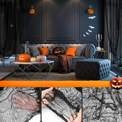 Decorazione di Halloween Tenda in Tessuto Elasticizzato con Ragnatela Spaventosa