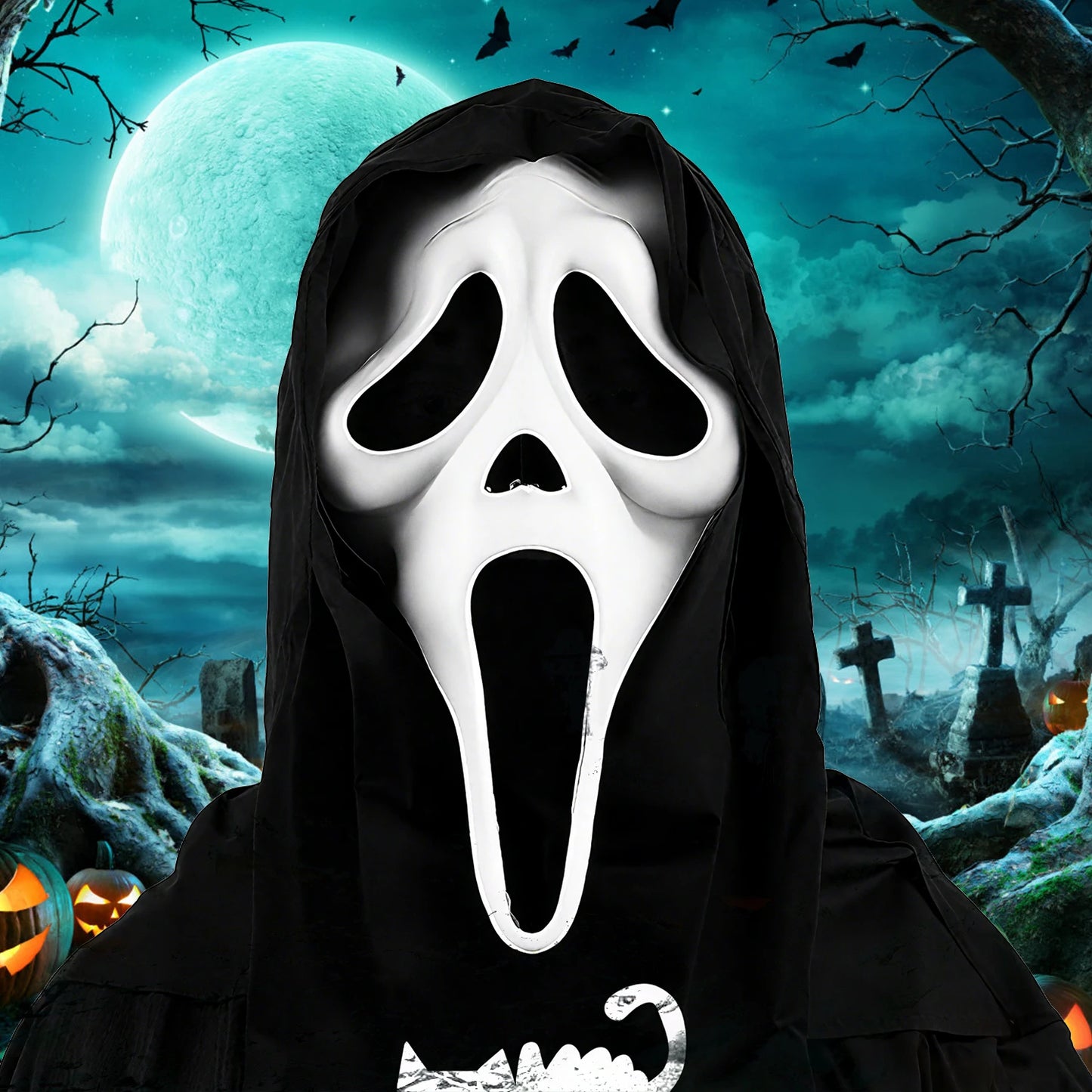 Costume d'Halloween Masque d'Horreur Cape Adulte