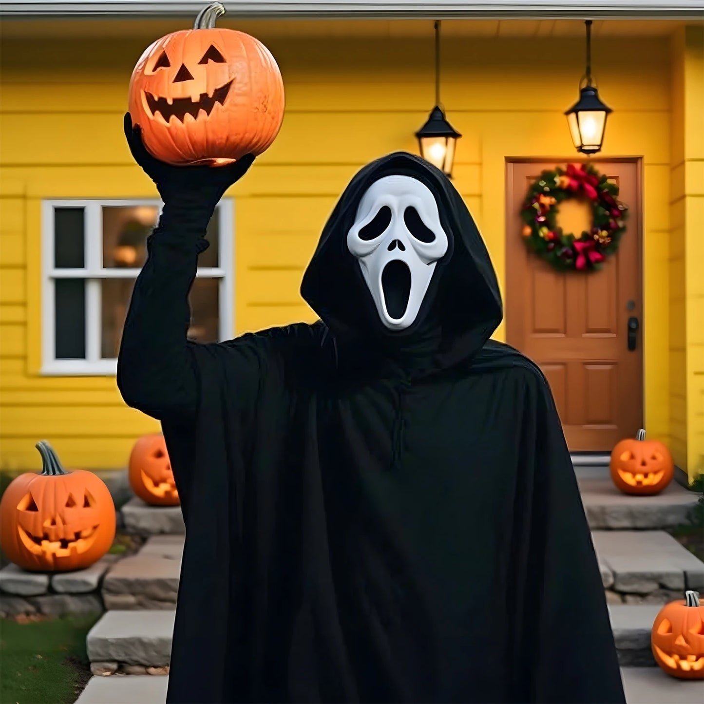 Costume d'Halloween Masque d'Horreur Cape Adulte