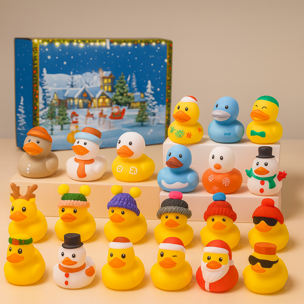 Adventskalender Gummienten Weihnachtsset Spielzeug 24 Teile