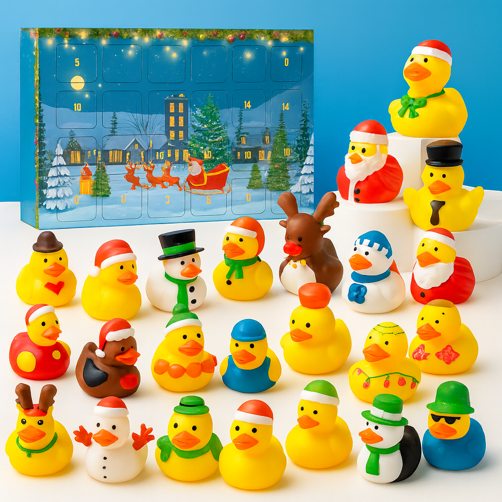 Adventskalender Gummienten Weihnachtsset Spielzeug 24 Teile