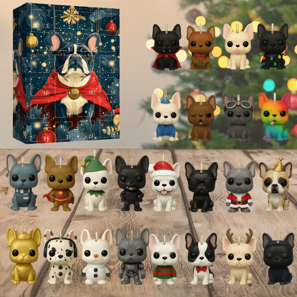 Adventskalender Hund Figuren Set Lustige Weihnachtskollektion