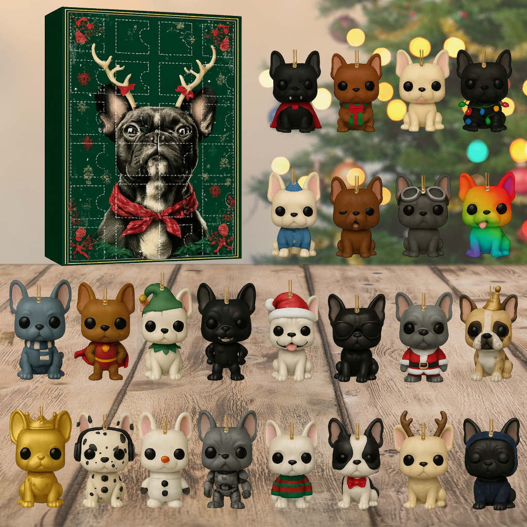 Adventskalender Hund Figuren Set Lustige Weihnachtskollektion
