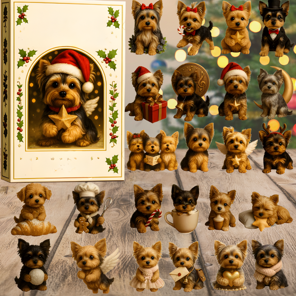 Adventskalender Hund Figuren Set Lustige Weihnachtskollektion