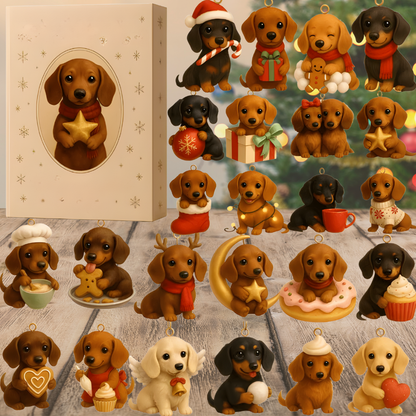 Adventskalender Hund Figuren Set Lustige Weihnachtskollektion