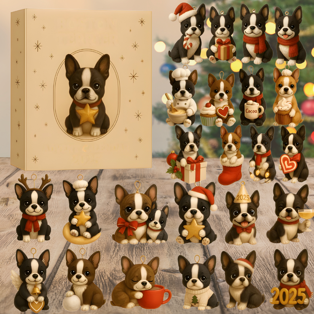 Adventskalender Hund Figuren Set Lustige Weihnachtskollektion