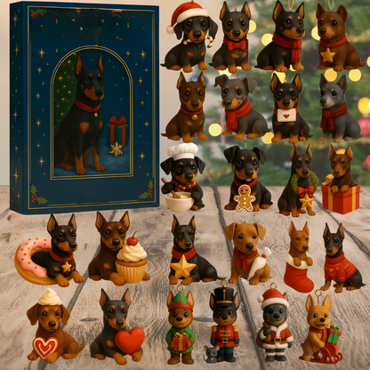 Adventskalender Hund Figuren Set Lustige Weihnachtskollektion