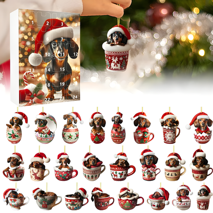 Adventskalender Hund Figuren Set Lustige Weihnachtskollektion