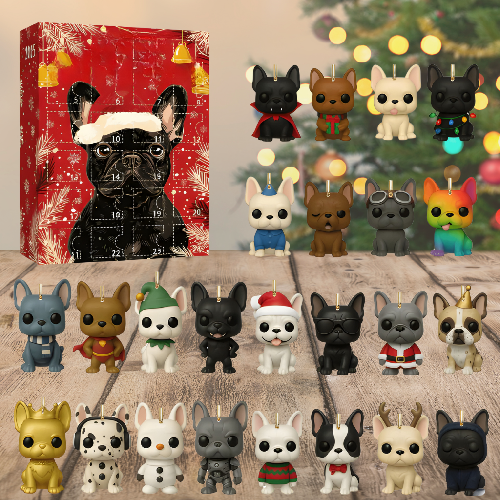 Adventskalender Hund Figuren Set Lustige Weihnachtskollektion