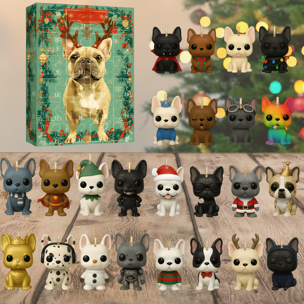 Adventskalender Hund Figuren Set Lustige Weihnachtskollektion