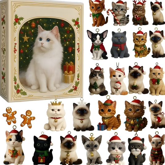 Adventskalender Katze Figuren Set Festliche Weihnachtskollektion