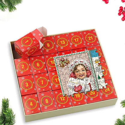 Adventskalender Puzzle Set Retro Weihnachtsmotiv