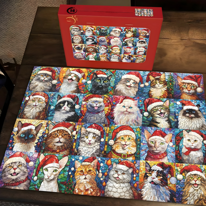 Adventskalender Puzzle Weihnachtliches Katzenmotiv 1000 Teile