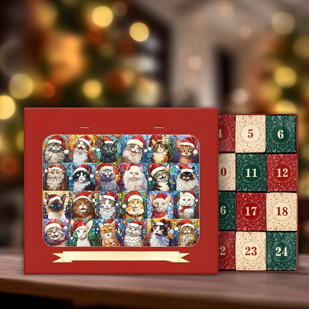 Adventskalender Puzzle Weihnachtliches Katzenmotiv 1000 Teile