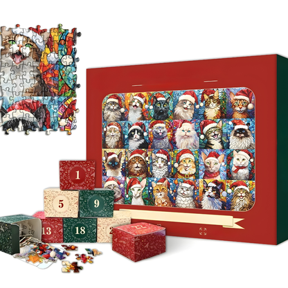 Adventskalender Puzzle Weihnachtliches Katzenmotiv 1000 Teile