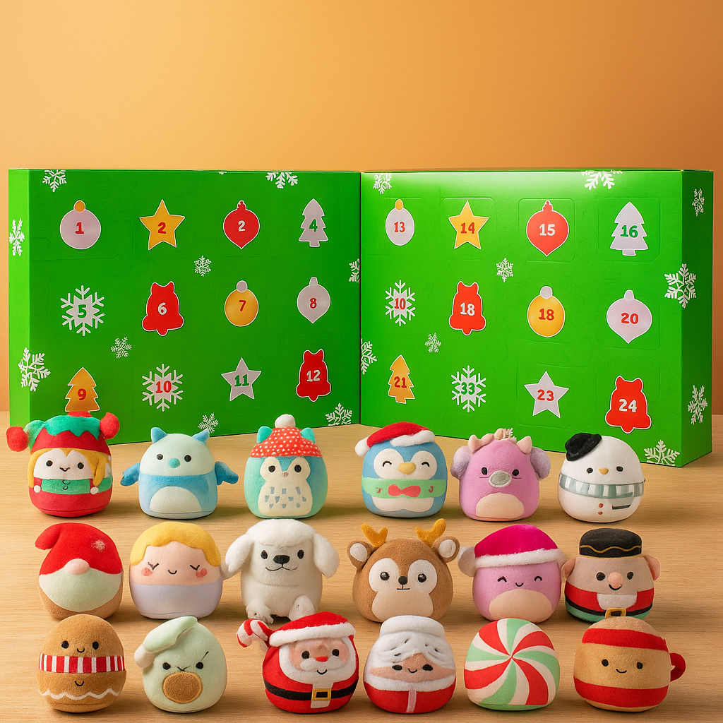 Adventskalender Weihnachts Plüsch Figuren Set Kinder Geschenk