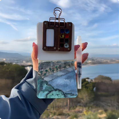 Aquarell Set Künstler Tragbar Holzpalette 12 Farben Malset